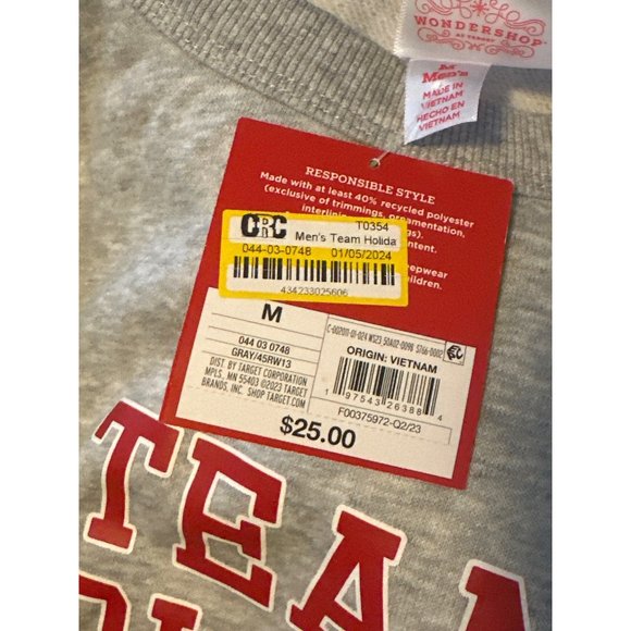 Wondershop Team Holiday Spirit Mens Crewneck Sweatshirt, Grey, Size M, NWT - Picture 4 of 4